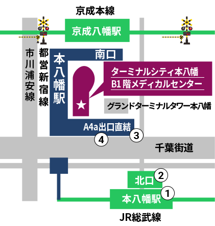 JR線「本八幡駅」からのアクセス①