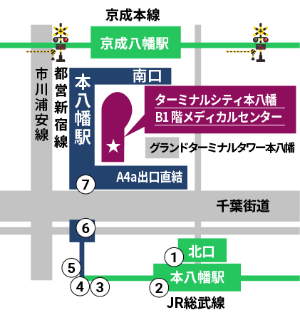 JR線「本八幡駅」からのアクセス②