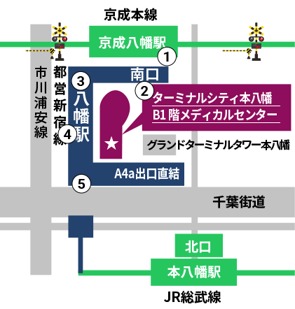 京成線「京成八幡駅」からのアクセス①